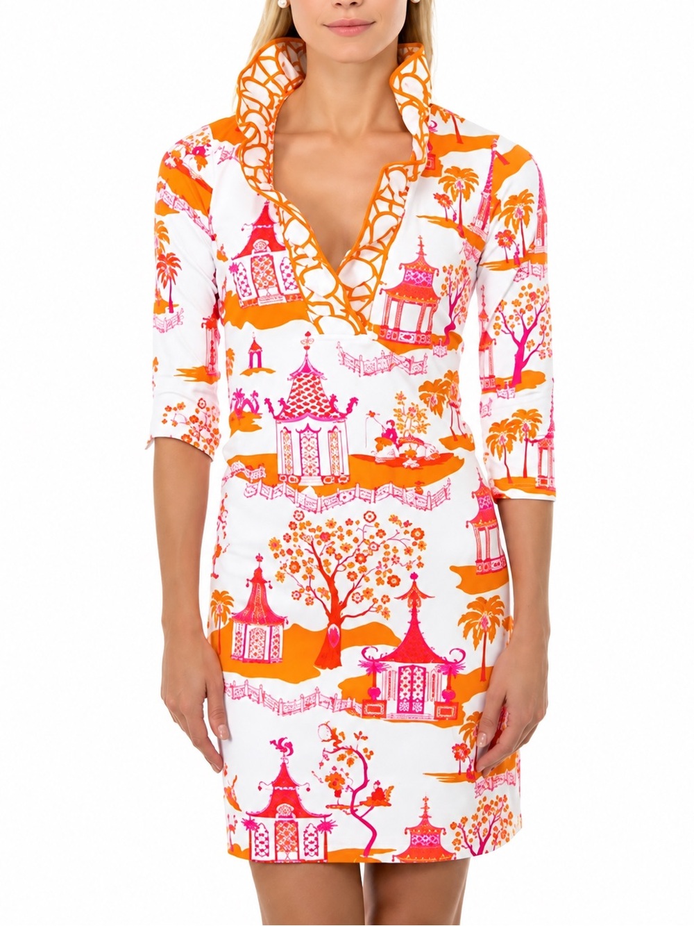Gretchen Scott Ruffle Neck Dress - Pagoda Paradise